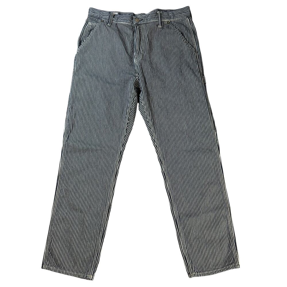 Gap Hickory Striped Straight Leg Carpenter Pants Size 32x30 Railroad - Picture 2 of 15